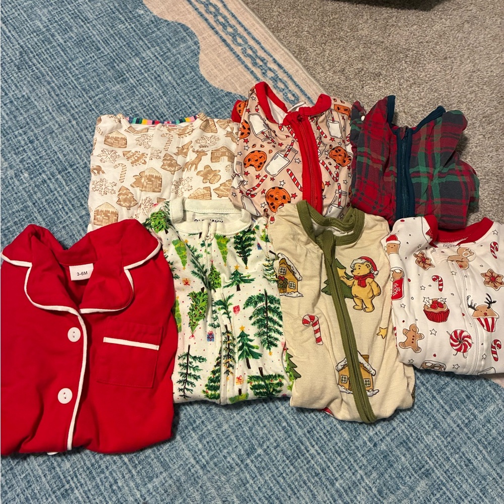 Bundle of 7 Christmas PJs 3-6 months